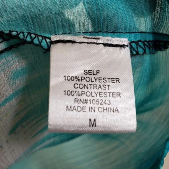 Bobeau Tie Dye Cover Up Tunic Top Women Size M Black Beige Turquoise Boho Sheer - Picture 4 of 6